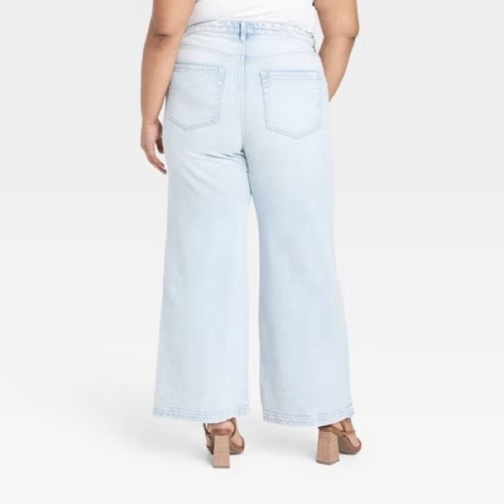 Size 24/R plus size ladies Ava & Viv Sky Blue Wide Leg Jeans